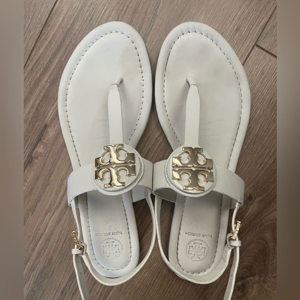 Tory Burch Cream Sandals with Gold Details